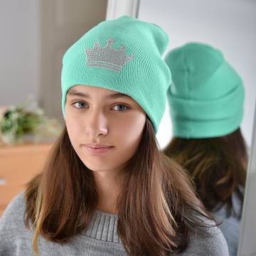 Шапки Lemanta Шапка для дівчаток колір мята (корона серебро) Шапки Lemanta Шапка для дівчаток колір мята (корона серебро)