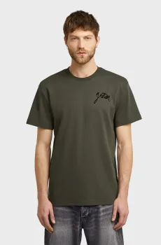 Мужская темно-зеленая футболка Script Зеленый XL G-Star RAW D26823,D976