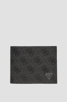 Мужской черный кожаный кошелек с узором Черный ONESIZE Guess SMVELE.LEA24;BLA