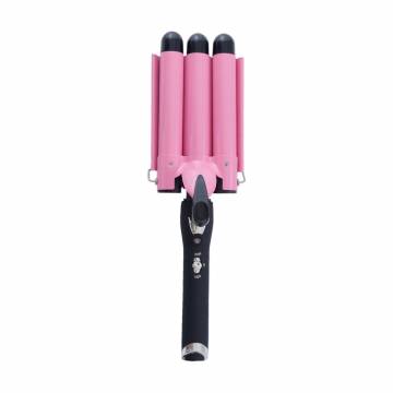 Тройная керамическая плойка для завивки волос, розовая, 1 шт