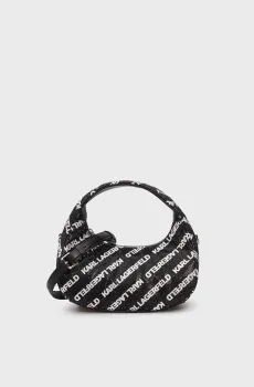 Женская черная сумка с узором K EVENING KUSHION SM HOBO RHIN Черный ONESIZE Karl Lagerfeld 240W3026