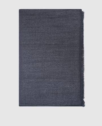 Синий палантин с кашемиром и шелком