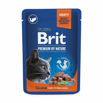 Влажный корм для стерилизованных кошек всех пород Brit Premium By Nature Salmon For Sterilised с лососем, 100 г Влажный корм для стерилизованных кошек всех пород Brit Premium By Nature Salmon For Sterilised с лососем, 100 г
