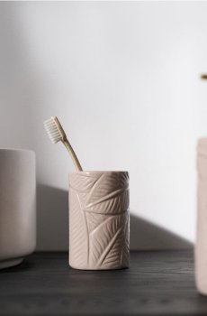 Тримач для зубних щіток із рослинним мотивом - бежевий