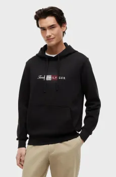 Мужское черное худи FLAG Черный L Tommy Hilfiger MW0MW43220
