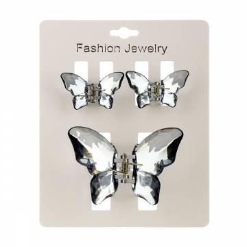 Набор заколок-крабов для волос Chacott Hair Clip Set Crystal, Grey, 3 шт Набор заколок-крабов для волос Chacott Hair Clip Set Crystal, Grey, 3 шт