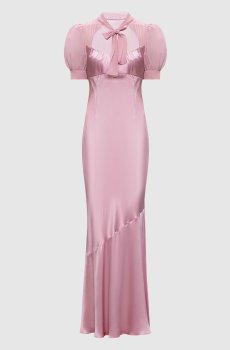 Розовое платье макси из шелка