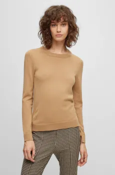 Женский бежевый шерстяной джемпер Бежевый L BOSS 50492551;260
