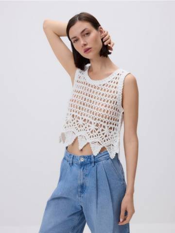 Reserved - Верх з в’язки - білий - 107HE-00X