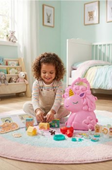 Іграшка - Набір цуценят з аксесуарами та наліпками в валізі єдинорога - різнобарвний