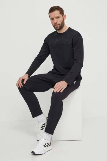 Кофта для тренинга Calvin Klein Performance цвет чёрный с принтом Кофта для тренинга Calvin Klein Performance цвет чёрный с принтом