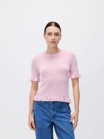 Reserved - Топ з оборками - пастельний рожевий - 951IH-03X