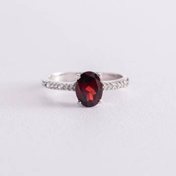 Серебряное кольцо с пиропом и фианитами 1339/1р-GARN Серебряное кольцо с пиропом и фианитами 1339/1р-GARN