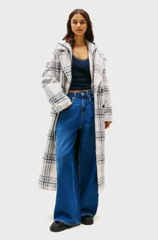 Женское серое пальто в клетку TJW RLX WOOL COAT Серый XS Tommy Jeans DW0DW20553