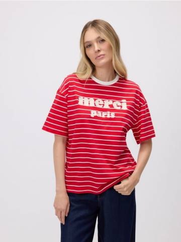 Reserved - Смугаста футболка oversize - різнобарвний - 354GU-MLC Reserved - Смугаста футболка oversize - різнобарвний - 354GU-MLC