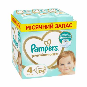 Подгузники Pampers Premium Care размер 4 (9-14 кг), 174 шт Подгузники Pampers Premium Care размер 4 (9-14 кг), 174 шт