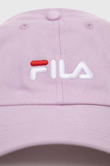 Хлопковая кепка Fila цвет розовый с аппликацией Хлопковая кепка Fila цвет розовый с аппликацией