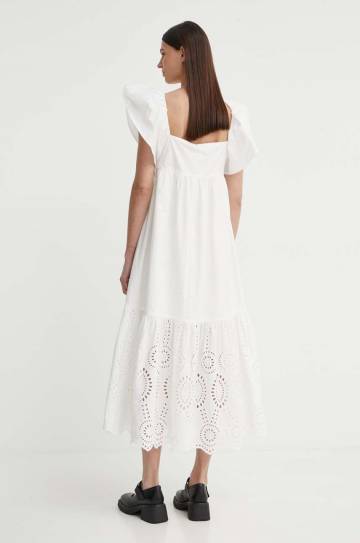 Хлопковое платье Résumé BeniseRS Dress цвет белый midi расклешённое 122051192 Хлопковое платье Résumé BeniseRS Dress цвет белый midi расклешённое 122051192