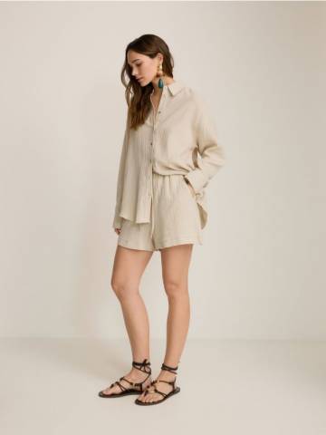 Reserved - Шорти з бавовняного мусліну - бежевий - 267BV-08X