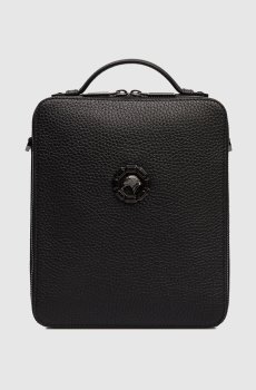 Черная кожаная сумка с эмблемой