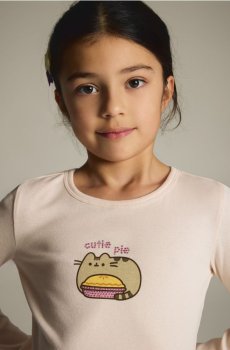 Reserved - Футболка з аплікацією Pusheen - пастельний рожевий - 812HT-03X