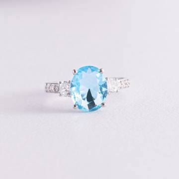 Серебряное кольцо (фианиты, кварц) 1322/1р-QSWB Серебряное кольцо (фианиты, кварц) 1322/1р-QSWB