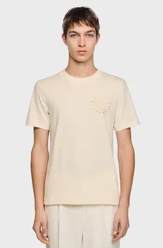 Мужская белая футболка Белый XL Sandro SHPTS01822_Butter cream