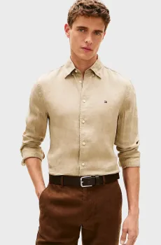 Мужская бежевая льняная рубашка PIGMENT Бежевый XL Tommy Hilfiger MW0MW41530