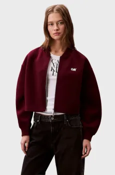 Женский бордовый бомбер A- OVERSIZED SCUBA ZIP BOMBER JA Бордовый M Calvin Klein Jeans LV047C524G