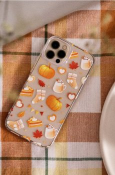 Чохол для iPhone 13/14 з осіннім мотивом - мандариновий