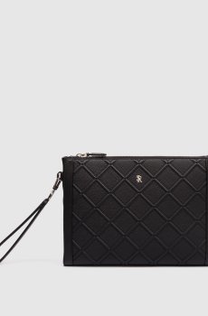 Черный кожаный клатч с монограммой логотипа