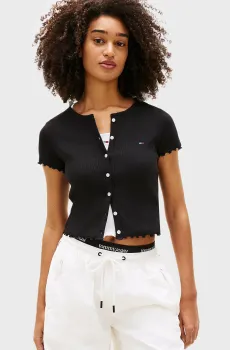 Женский черный топ RIB Черный M Tommy Jeans DW0DW20377