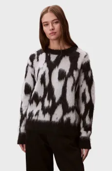 Женский черный свитер с узором Brushed Черный S Calvin Klein LV044D343G