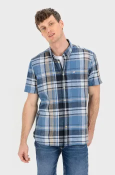 Мужская голубая рубашка в клетку Голубой S Camel Active 409261-3S61-40