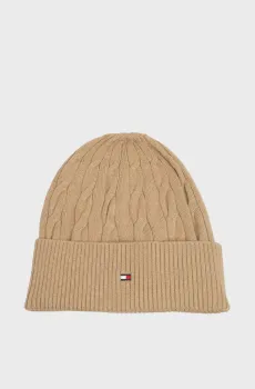 Мужская бежевая шерстяная шапка FLAG CABLE Бежевый ONESIZE Tommy Hilfiger AM0AM13588