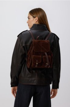 Reserved - Рюкзак зі штучної замші - коричневий - 700FC-88X