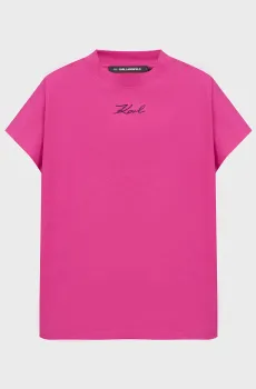 Женская малиновая футболка KARL SIGNATURE T-SHIRT Малиновый L Karl Lagerfeld 246W1721