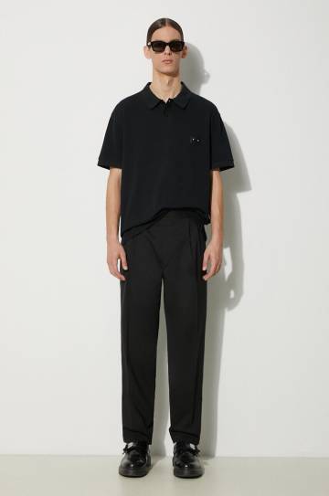 Хлопковое поло Neil Barrett Loose Pierced Nipple Polo цвет чёрный однотонное MY70223A-Y517-001N Хлопковое поло Neil Barrett Loose Pierced Nipple Polo цвет чёрный однотонное MY70223A-Y517-001N
