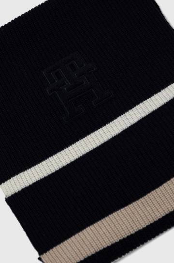 Шарф с примесью шерсти Tommy Hilfiger цвет синий узорный Шарф с примесью шерсти Tommy Hilfiger цвет синий узорный