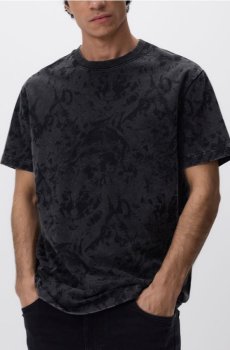 Reserved - Комфортна футболка з принтом - чорний - WD035-99X