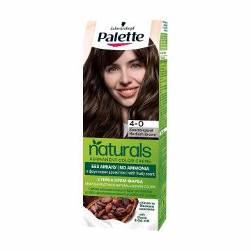 Безаммиачная краска для волос Palette Naturals Permanent Color Creme, 4-0 Каштановый, 110 мл Безаммиачная краска для волос Palette Naturals Permanent Color Creme, 4-0 Каштановый, 110 мл