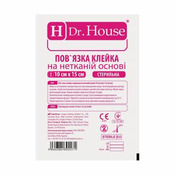 Клейкая повязка на нетканой основе Dr. House стерильная, 10*15 см, 1 шт