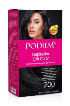 Безаммиачная крем-краска для волос Podium Inspiration Silk Color 200 Черный кофе, 150 мл