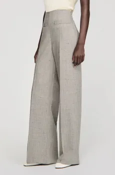 Женские серые шерстяные брюки Серый 38 Sandro SFPPA01888_Greige