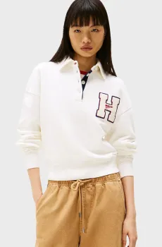 Женская белая спортивная кофта TJW H GRAPHIC HWK POLO Белый M Tommy Jeans DW0DW20537