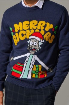 Різдвяний джемпер Rick and Morty - темно-синій
