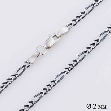 Серебряная черненая цепочка плетение Фигаро 3+1 10883 Серебряная черненая цепочка плетение Фигаро 3+1 10883