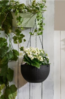 Підвісний горщик із ланцюгом - чорний