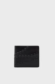 Мужской черный кожаный кошелек BI-FOLD COIN S 3D Черный ONESIZE Diesel X10637 P8853