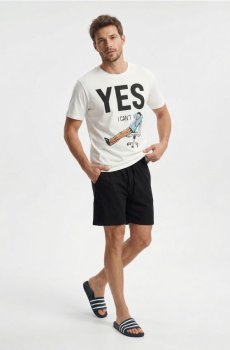 Бавовняна двочастинна піжама з принтом - різнобарвний